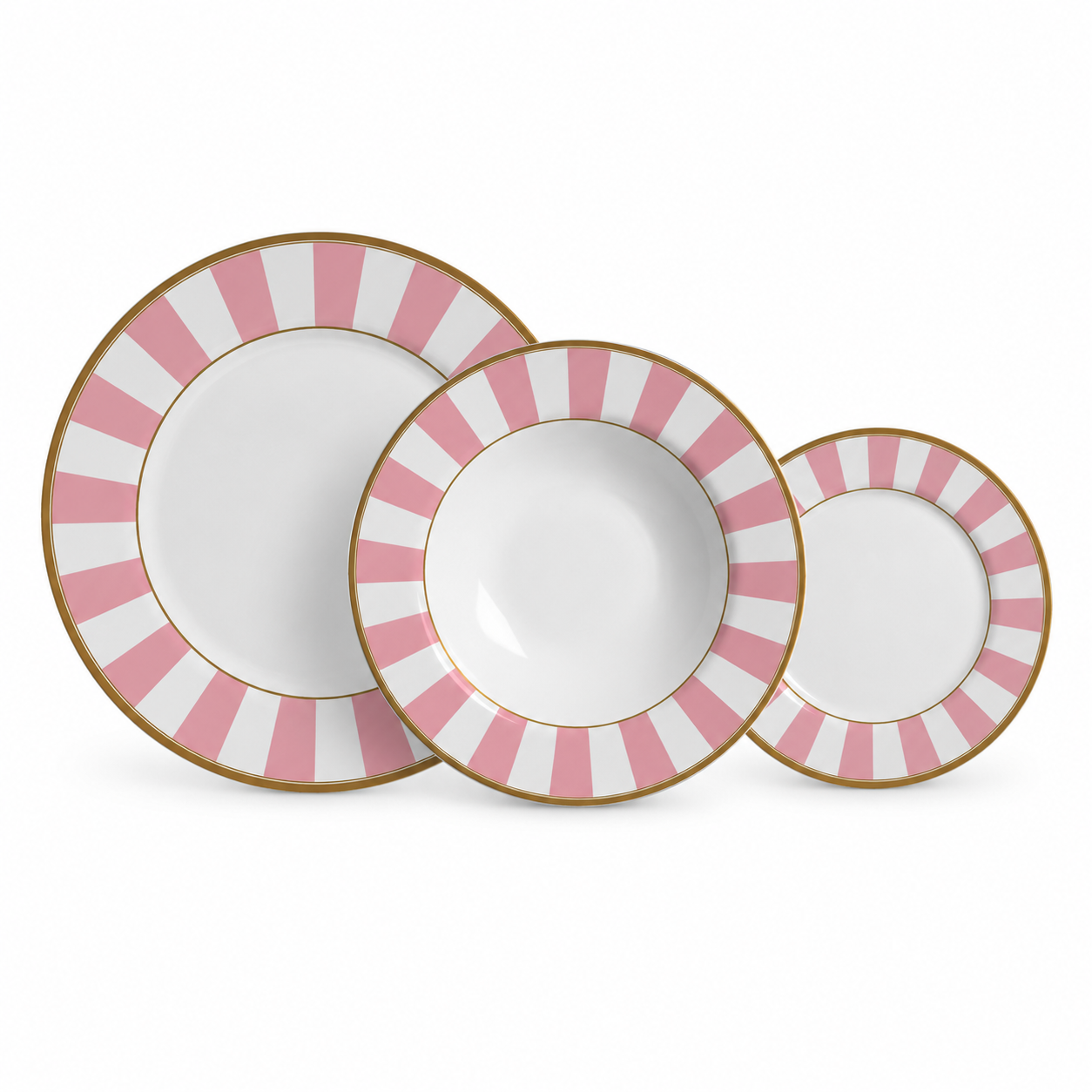 JUEGO DE VAJILLA STRIPES ROSA 18 PIEZAS