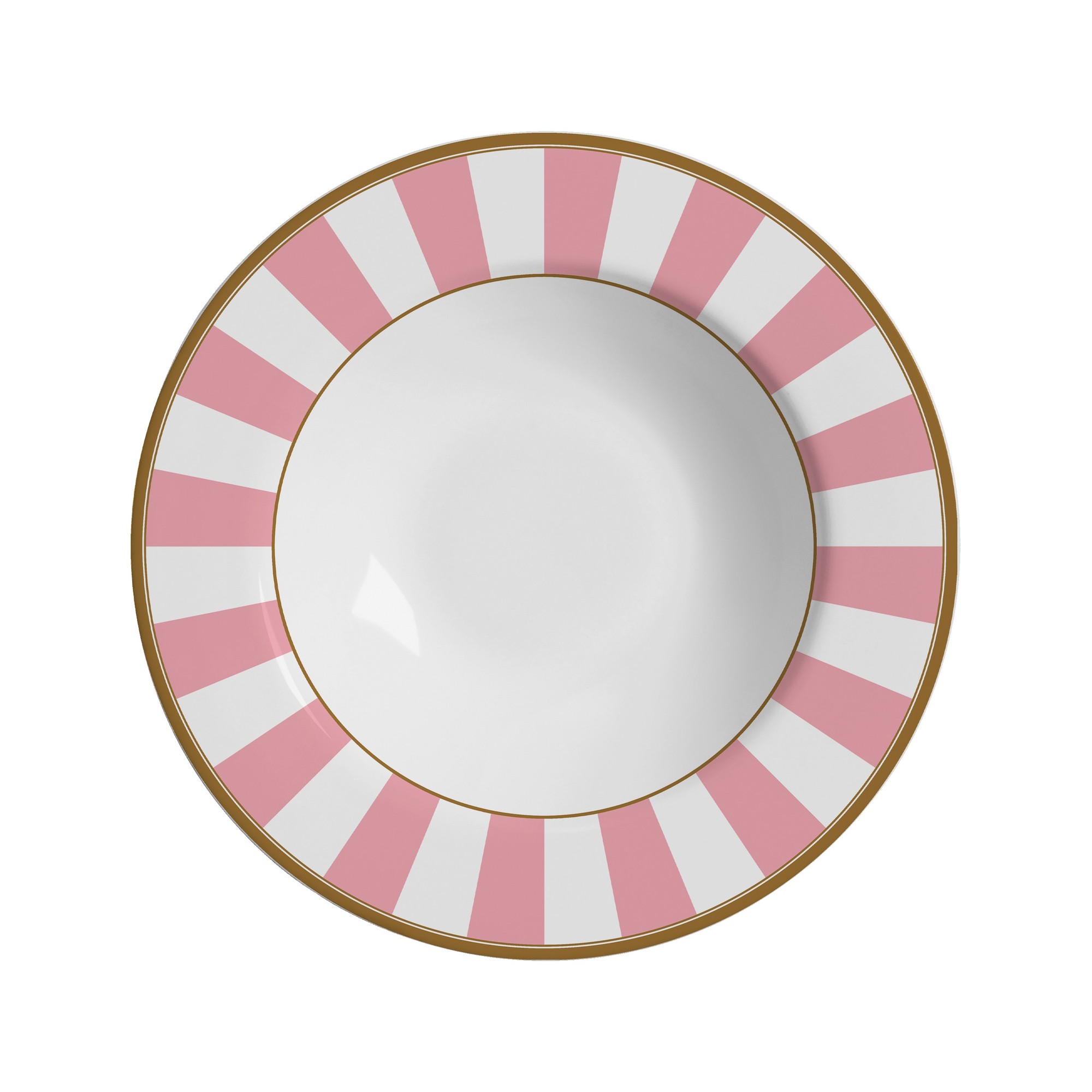 SET PLATOS HONDOS STRIPE ROSA
