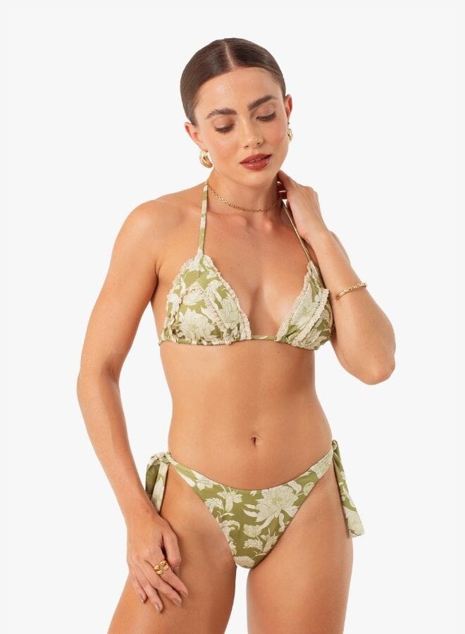 Bikini Floral Triángulo verde s