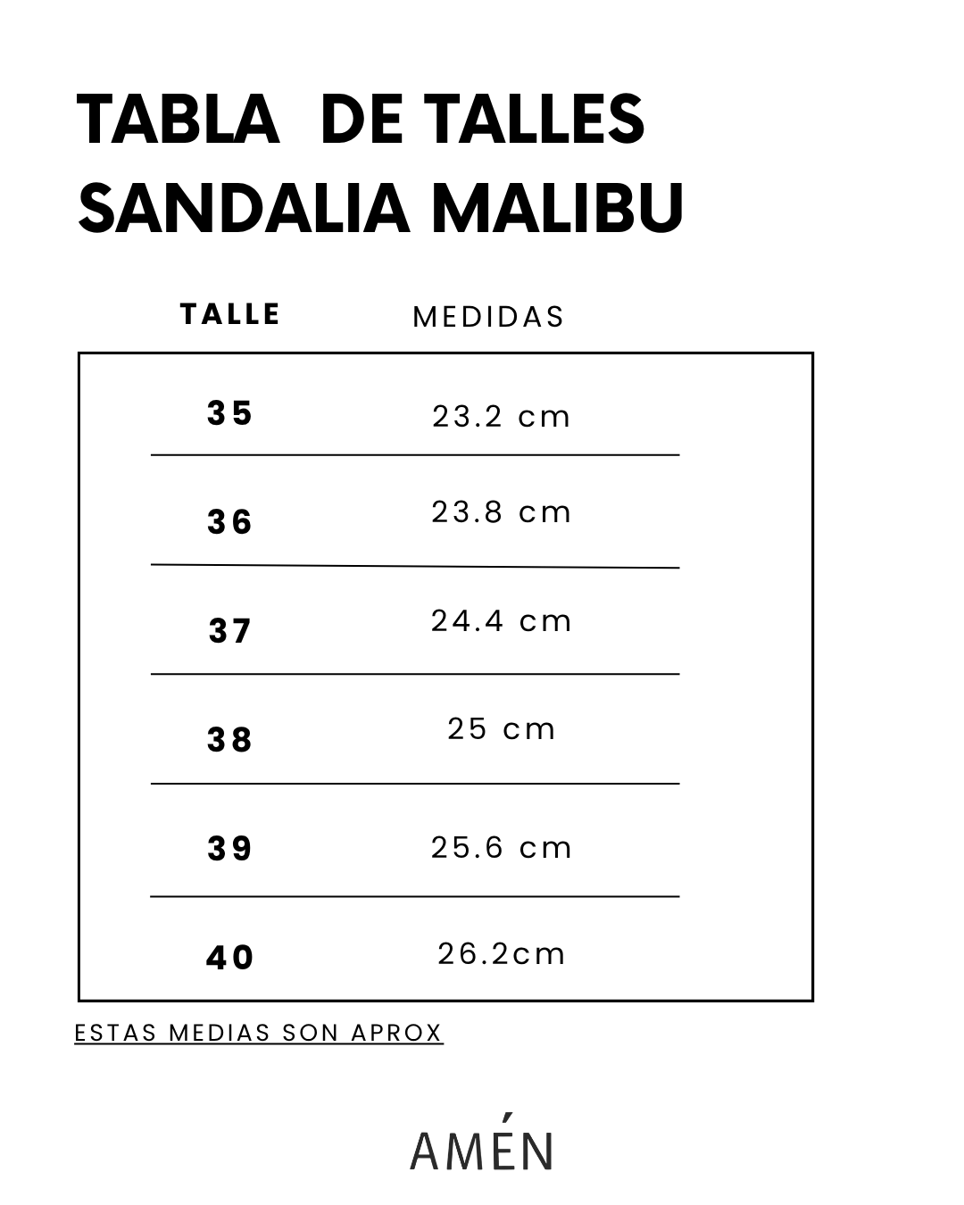 Guía de talles de