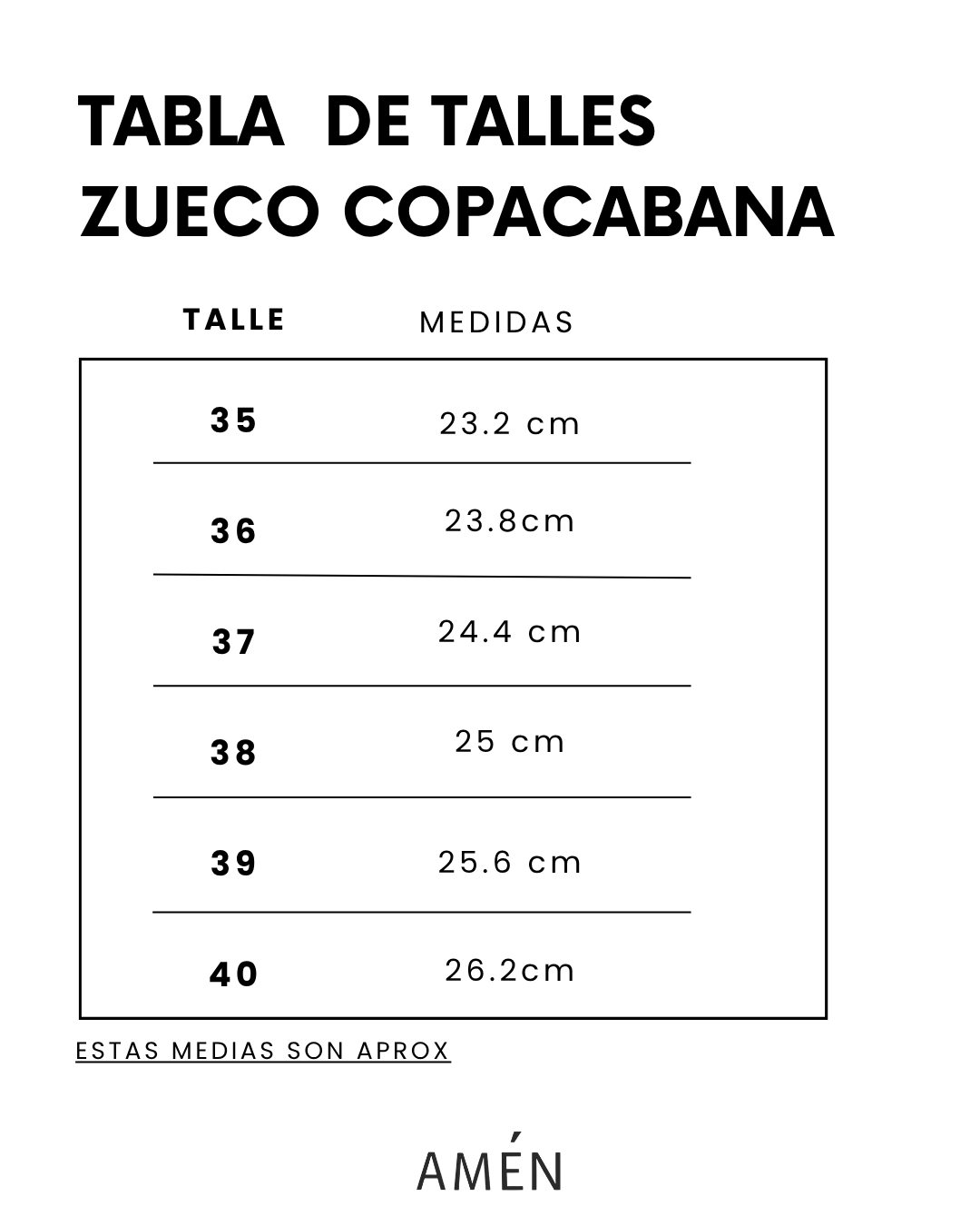 Guía de talles de