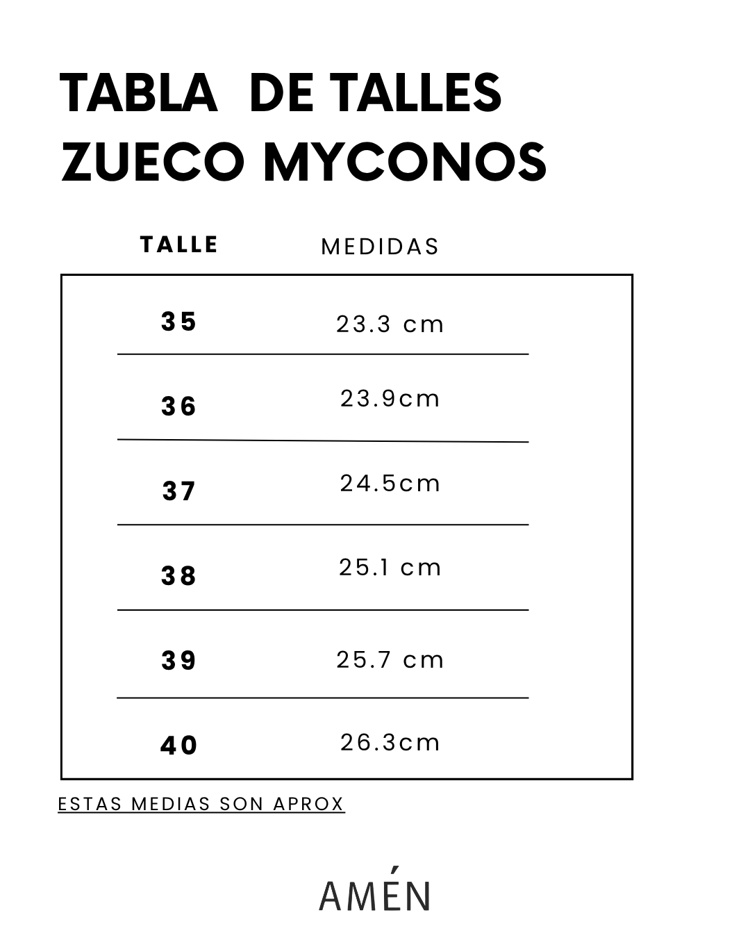 Guía de talles de