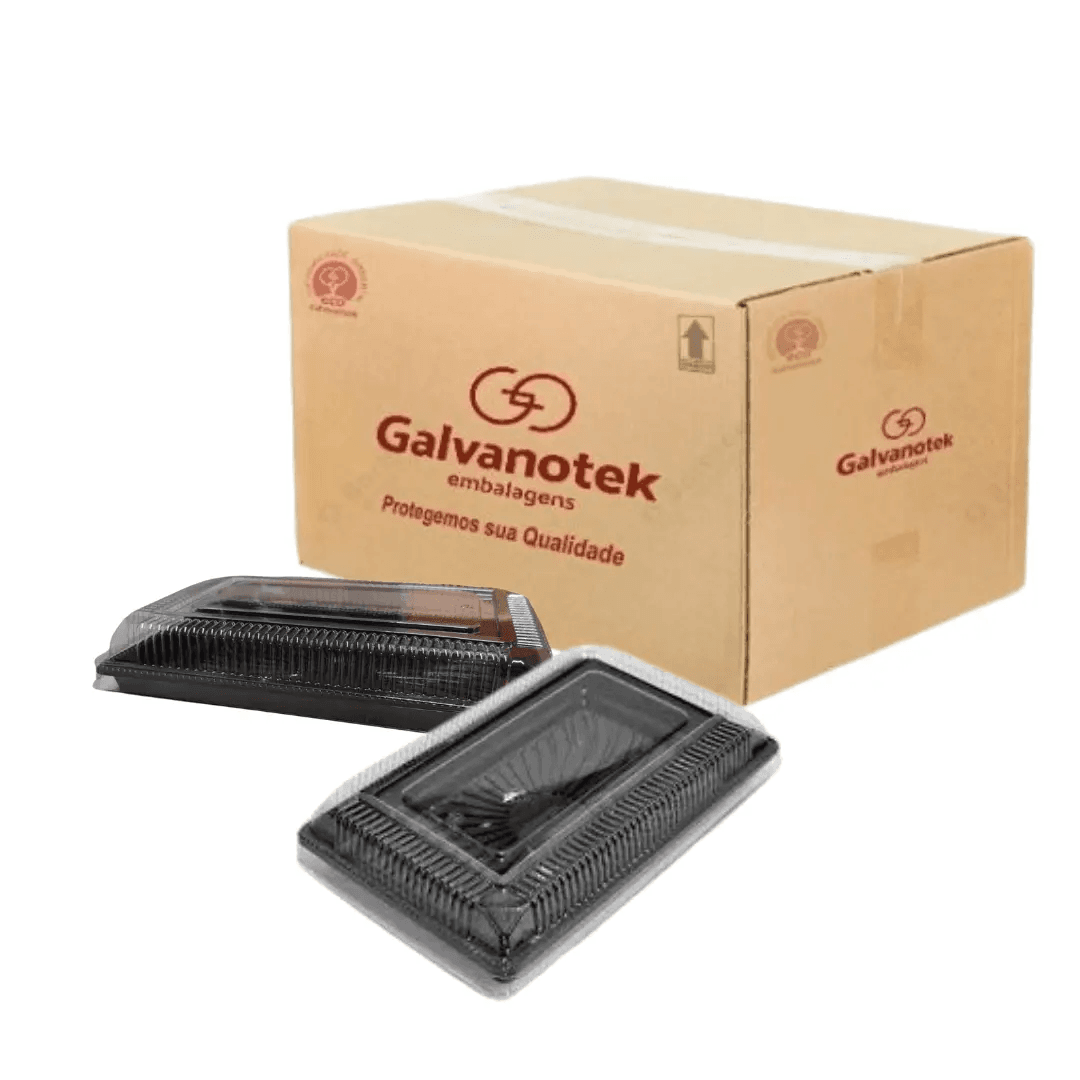 Small Black Rectangular Tray, PET