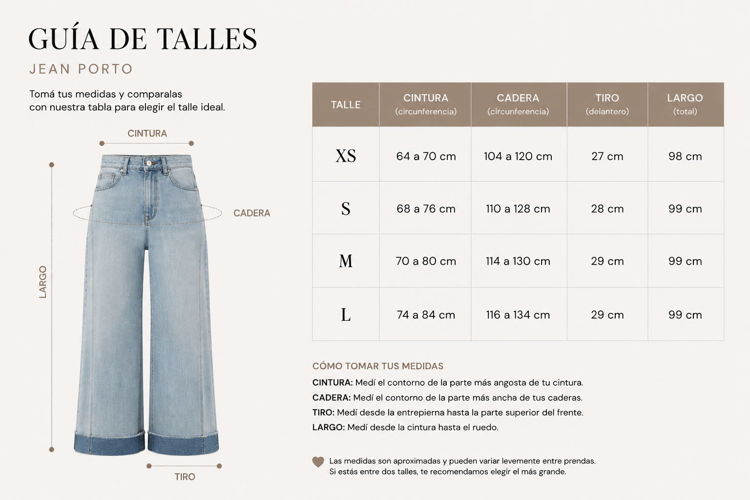 Guía de talles de