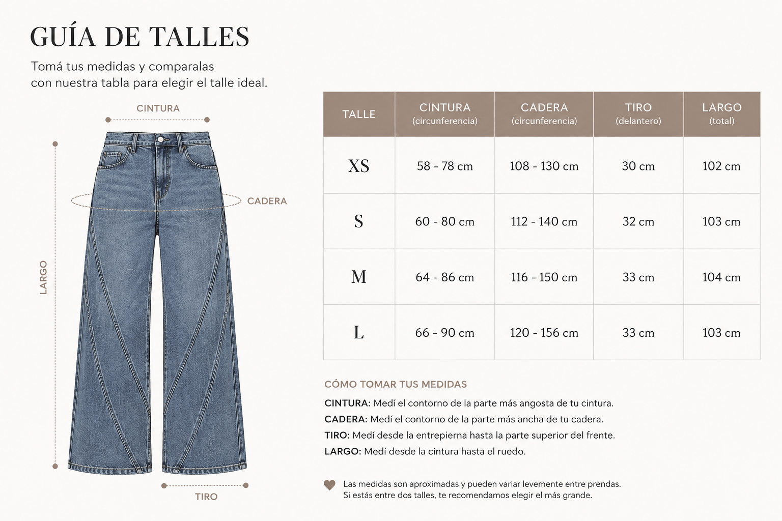 Guía de talles de