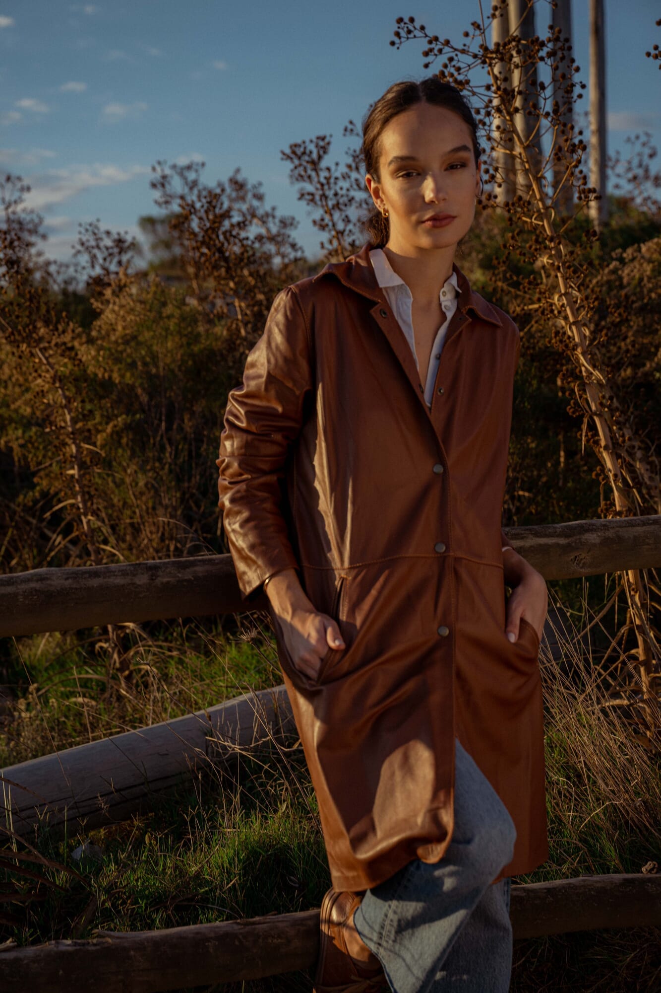 Gabardina leather jacket - suela