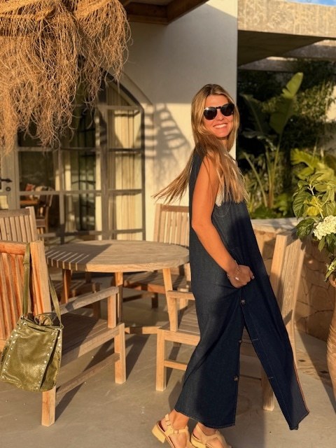 Vestido denim & leather