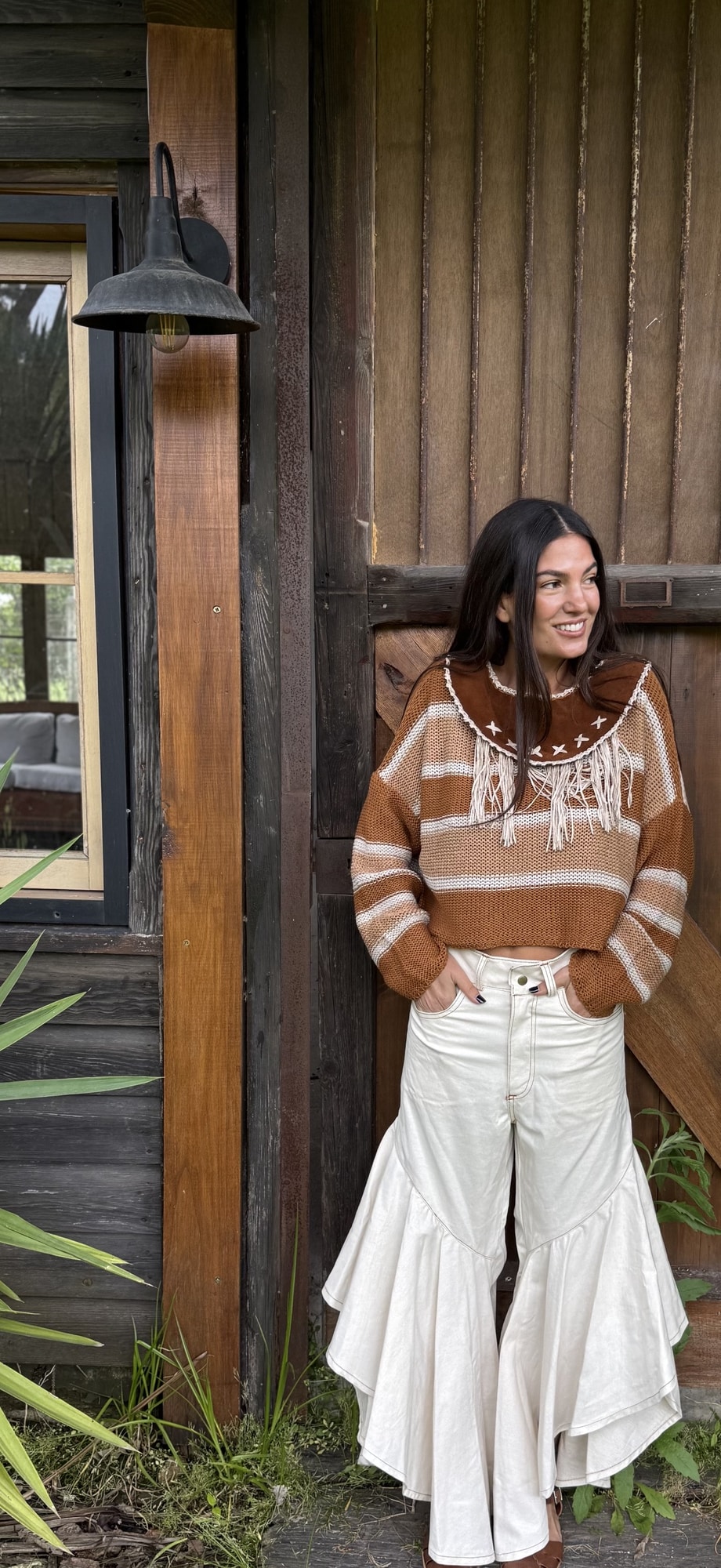 Leather yarn Sweater