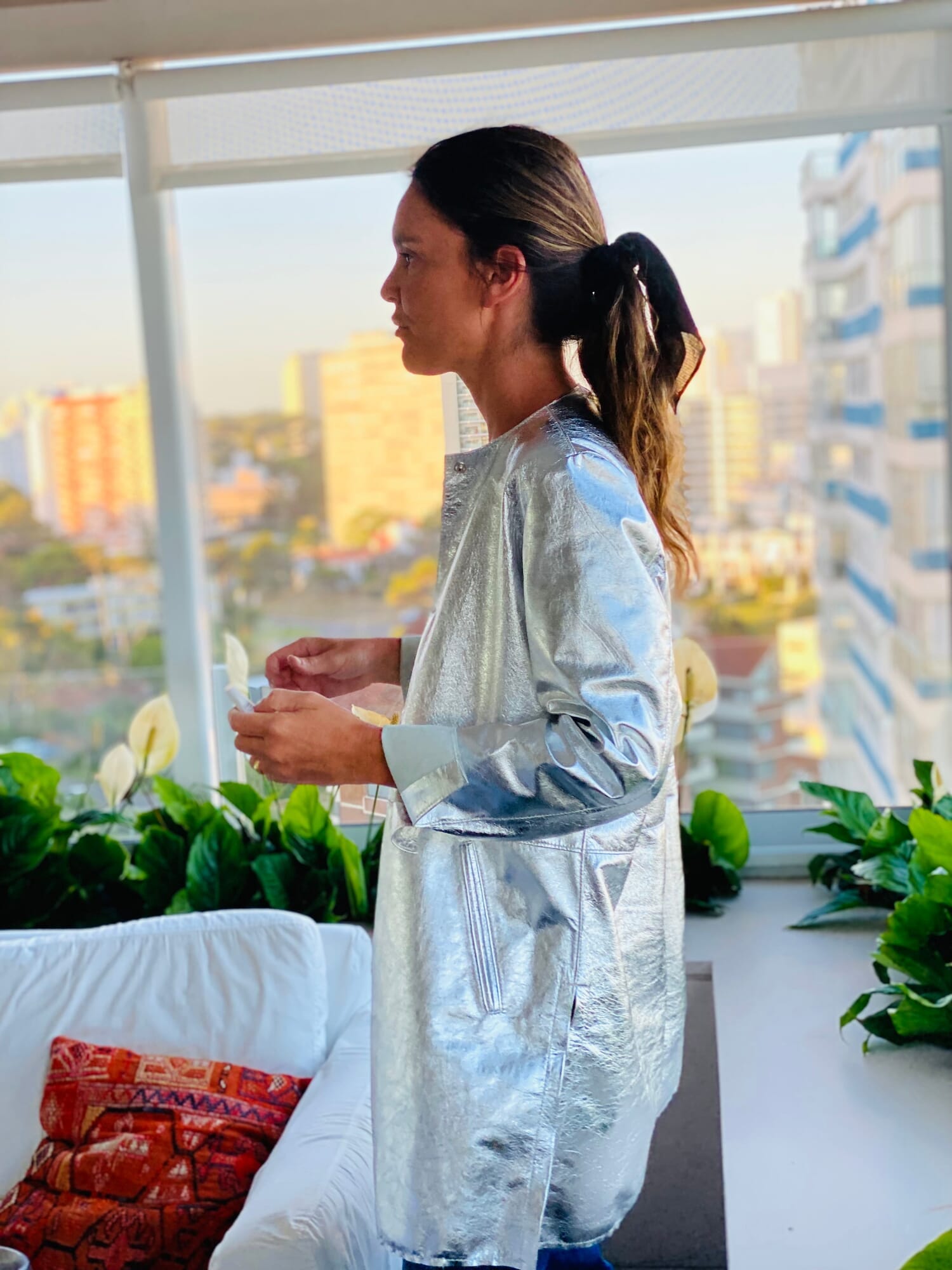 Slouchy Leather Jacket - Silver