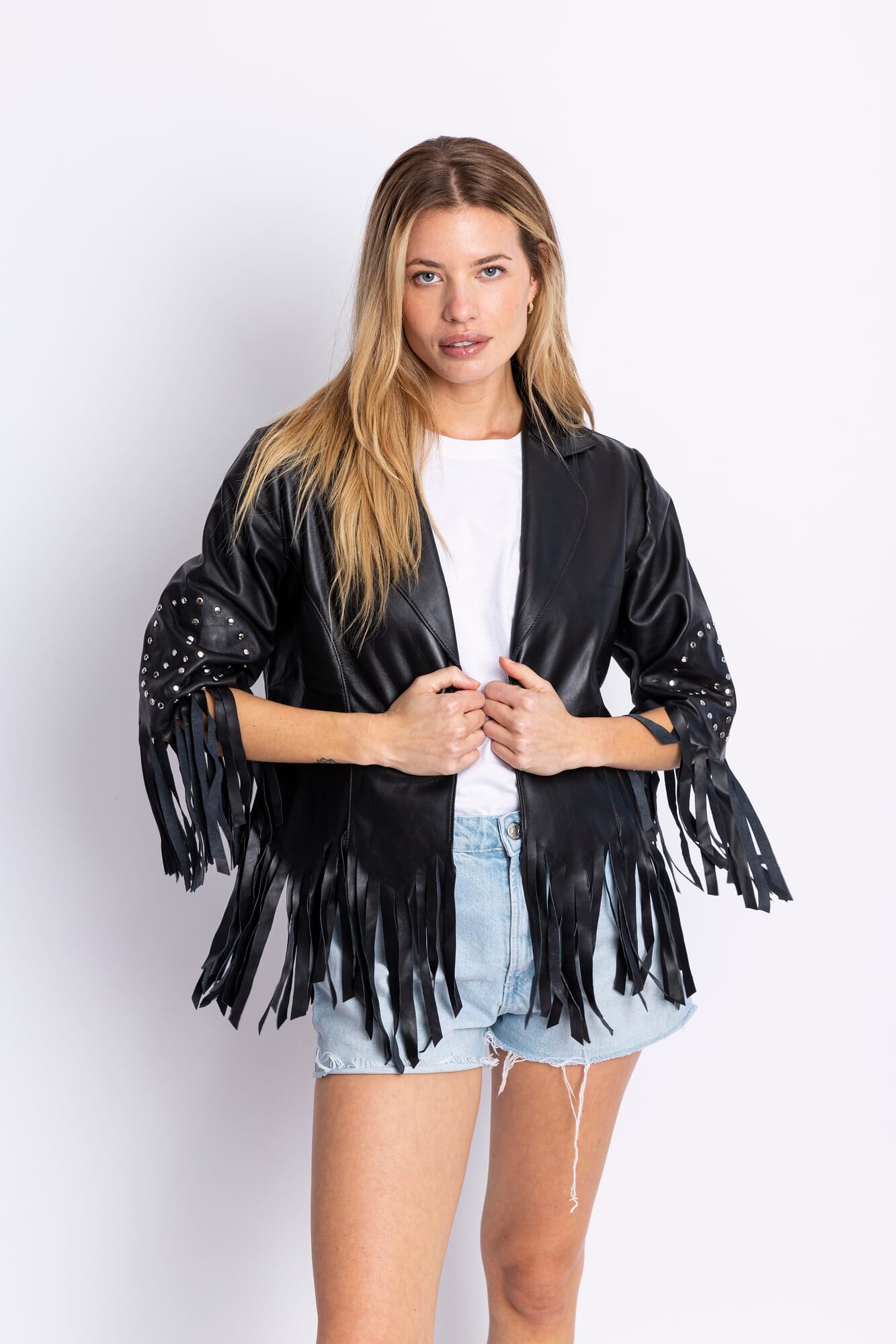 Roll Leather Jacket - Black