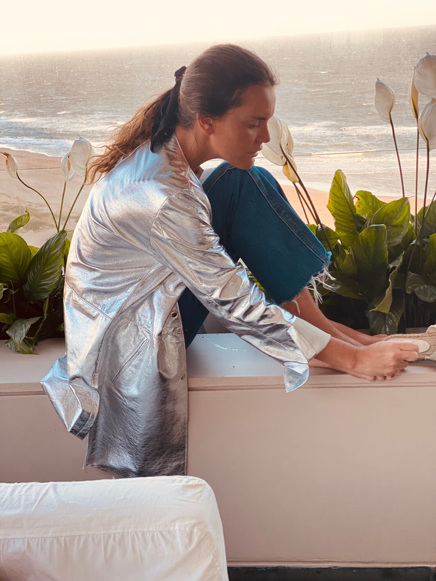 Slouchy Leather Jacket - Silver
