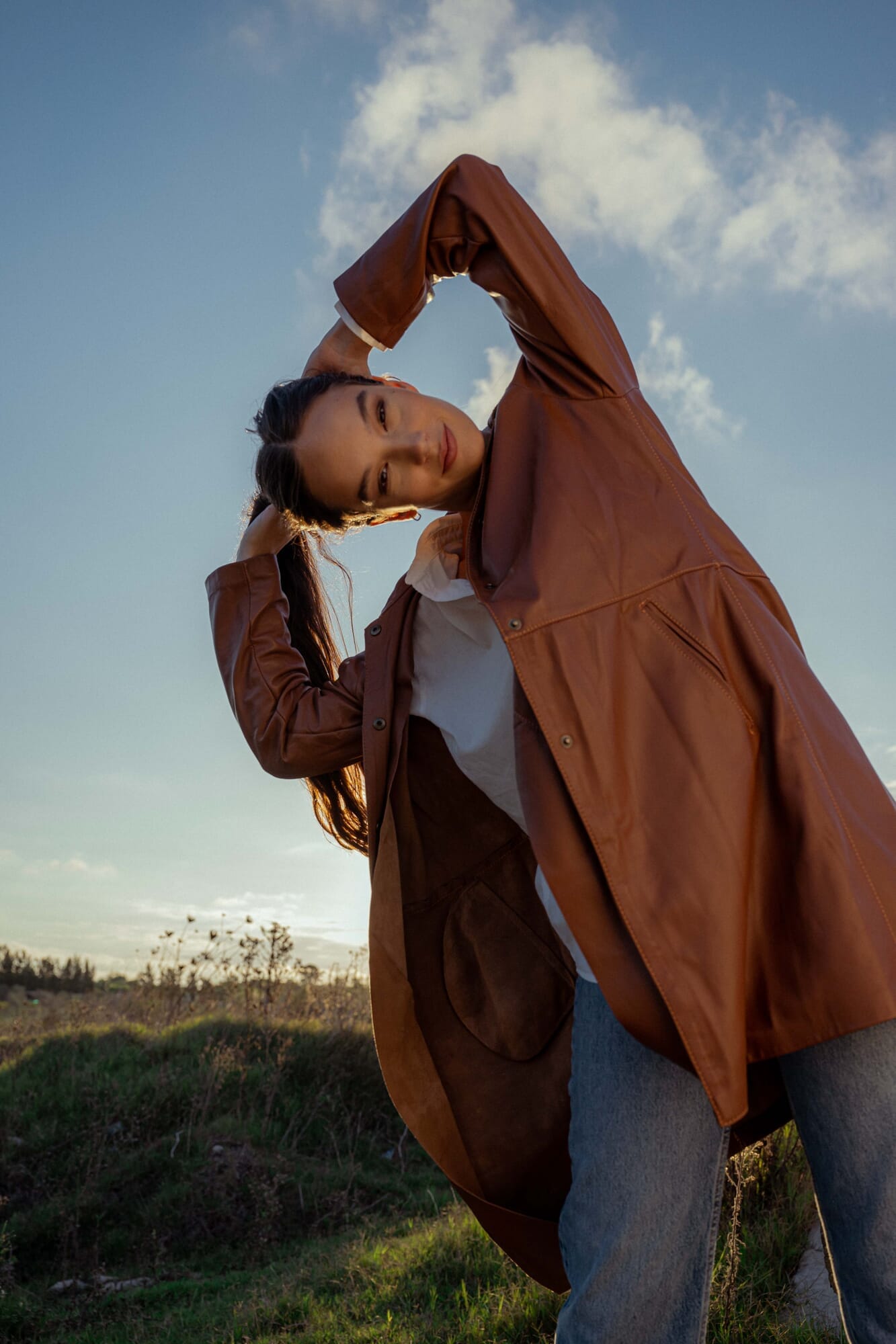 Gabardina leather jacket - suela