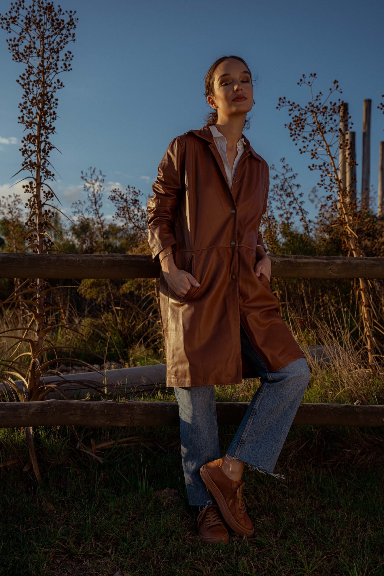 Gabardina leather jacket - suela