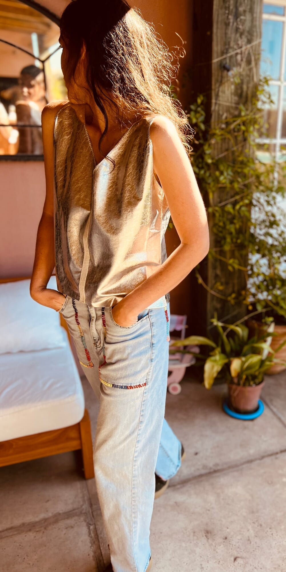 Leather top silver