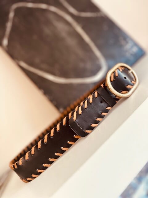 Cinturon Leather black & camel