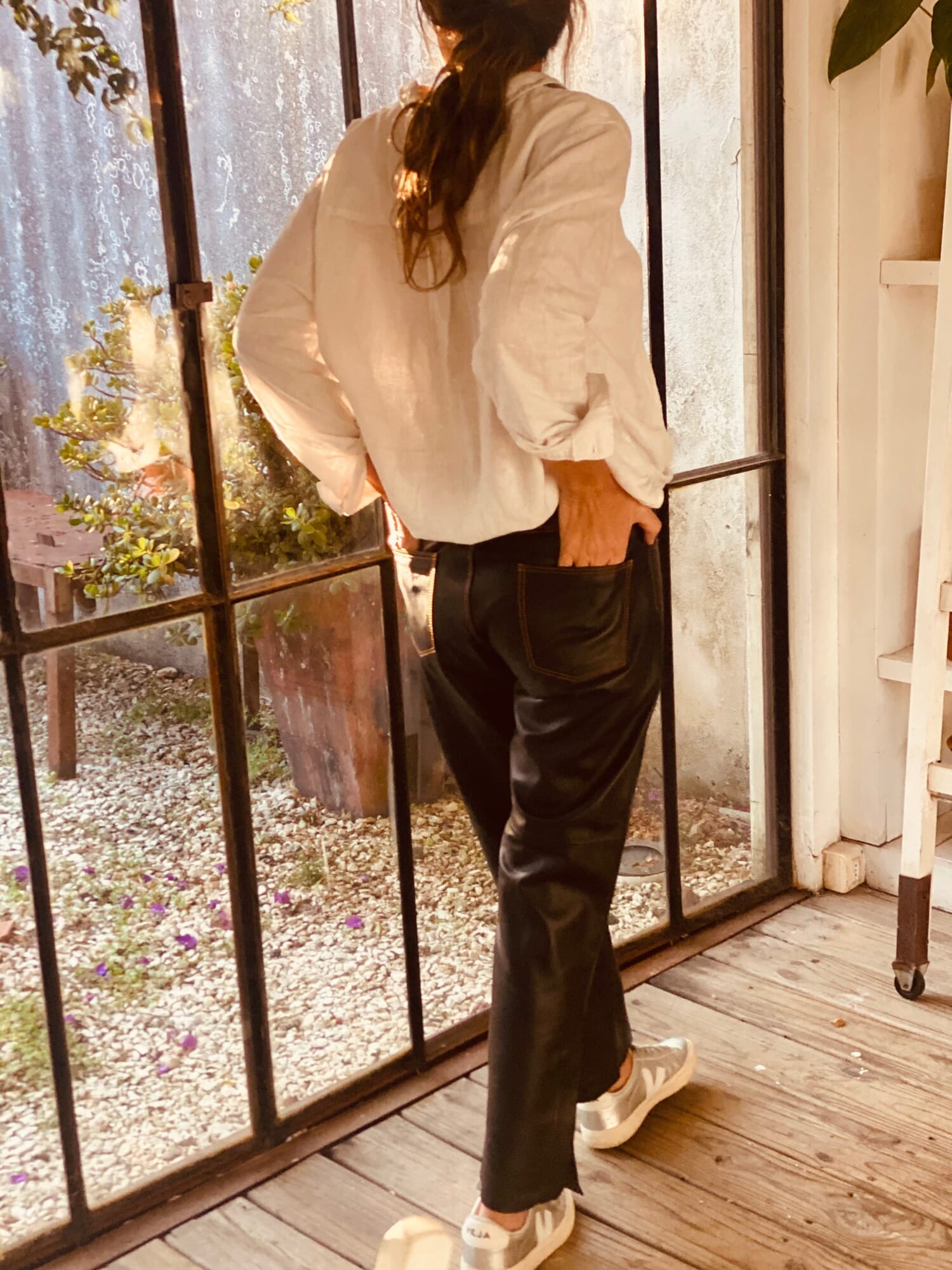 Slouchy Leather Pant - Black