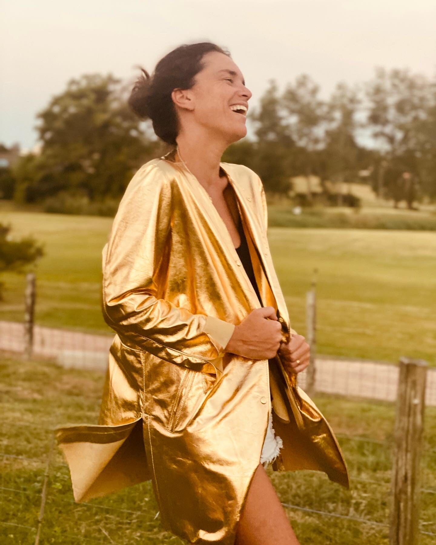 Slouchy Leather Jacket - Gold