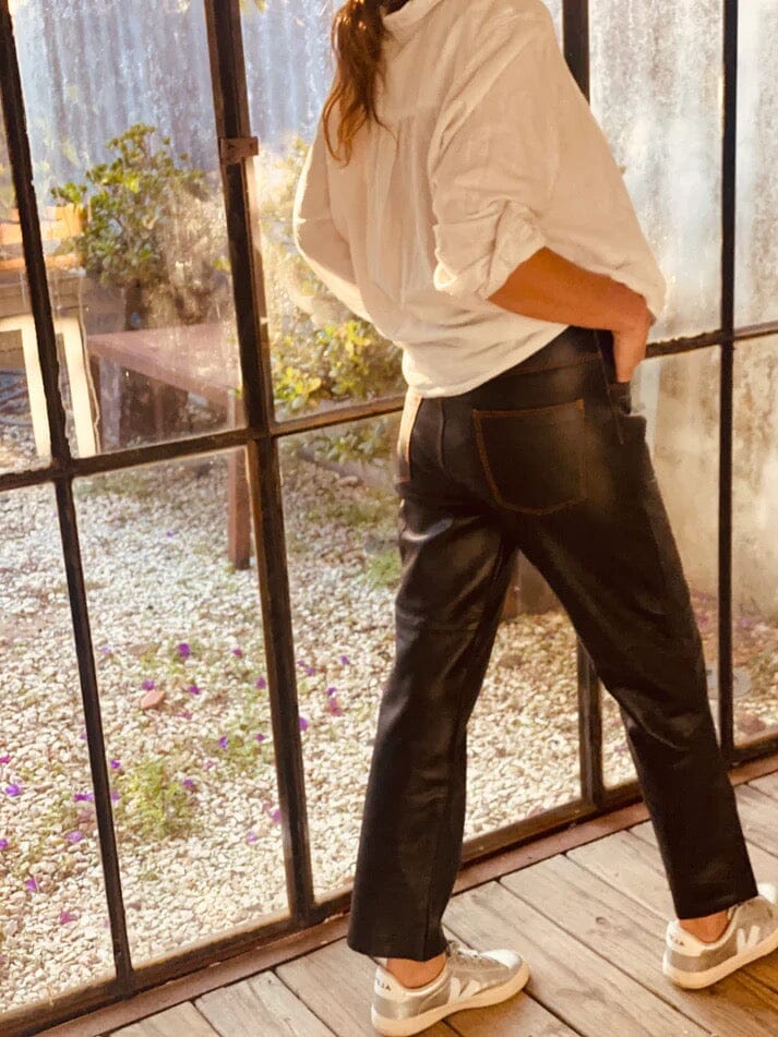 Slouchy Leather Pant - Black