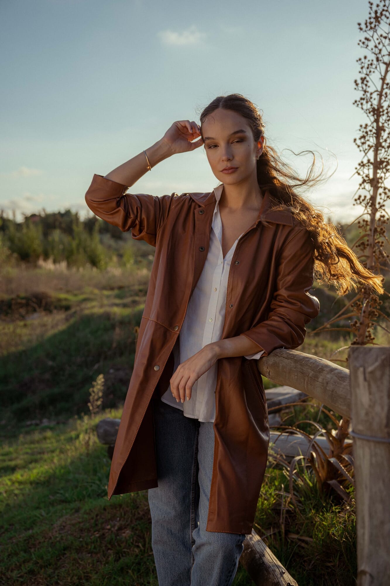 Gabardina leather jacket - suela