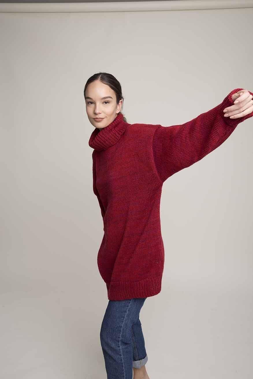 Solid Turtleneck Rojo
