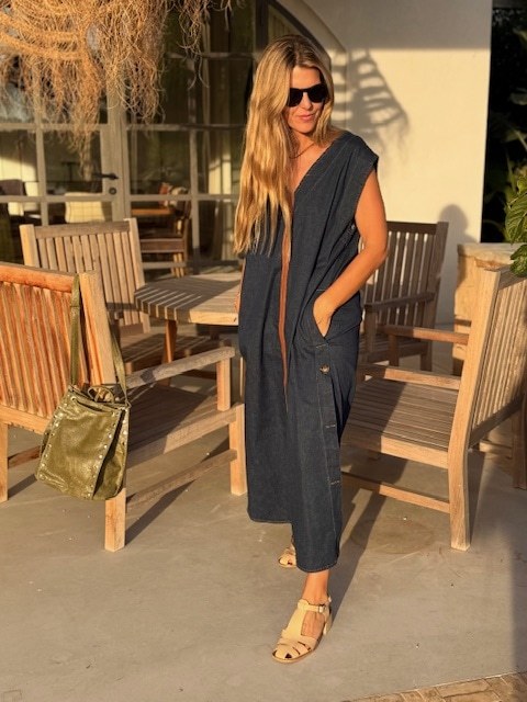 Vestido denim & leather