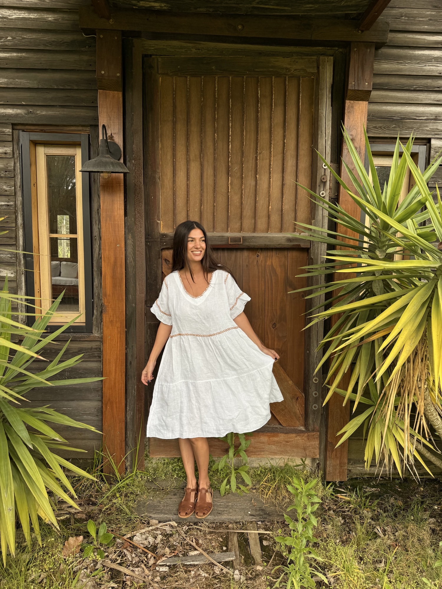 Vestido 100% lino midi