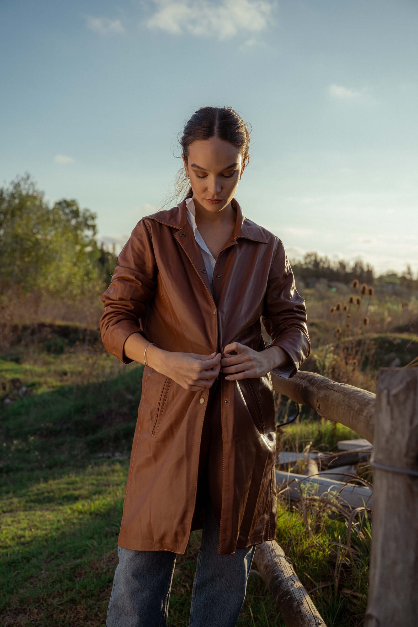 Gabardina leather jacket - suela