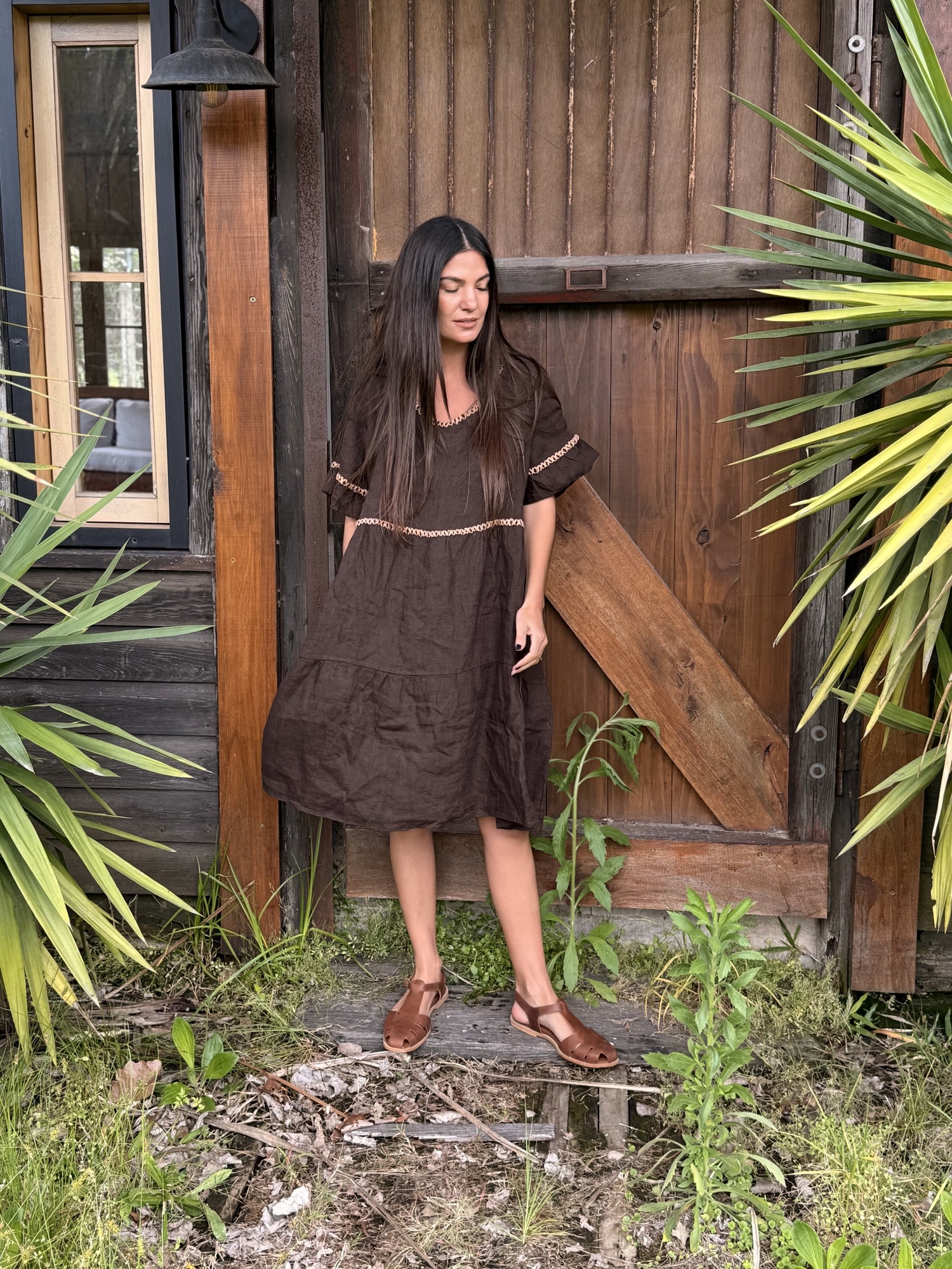 Vestido 100% lino midi