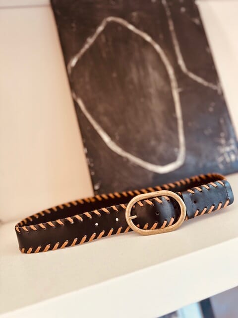 Cinturon Leather black & camel