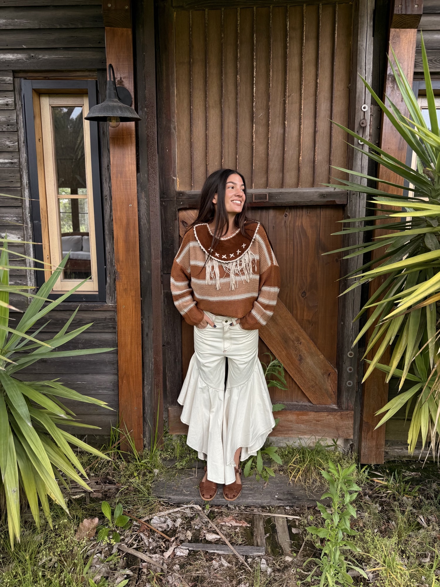 Leather yarn Sweater