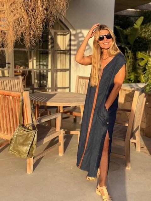 Vestido denim & leather