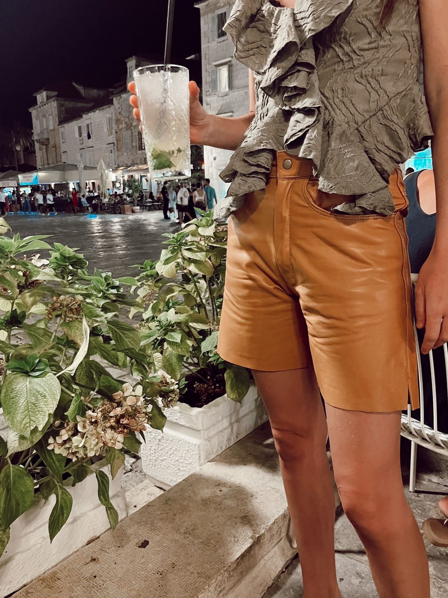 Leather CAMEL Bermuda Shorts