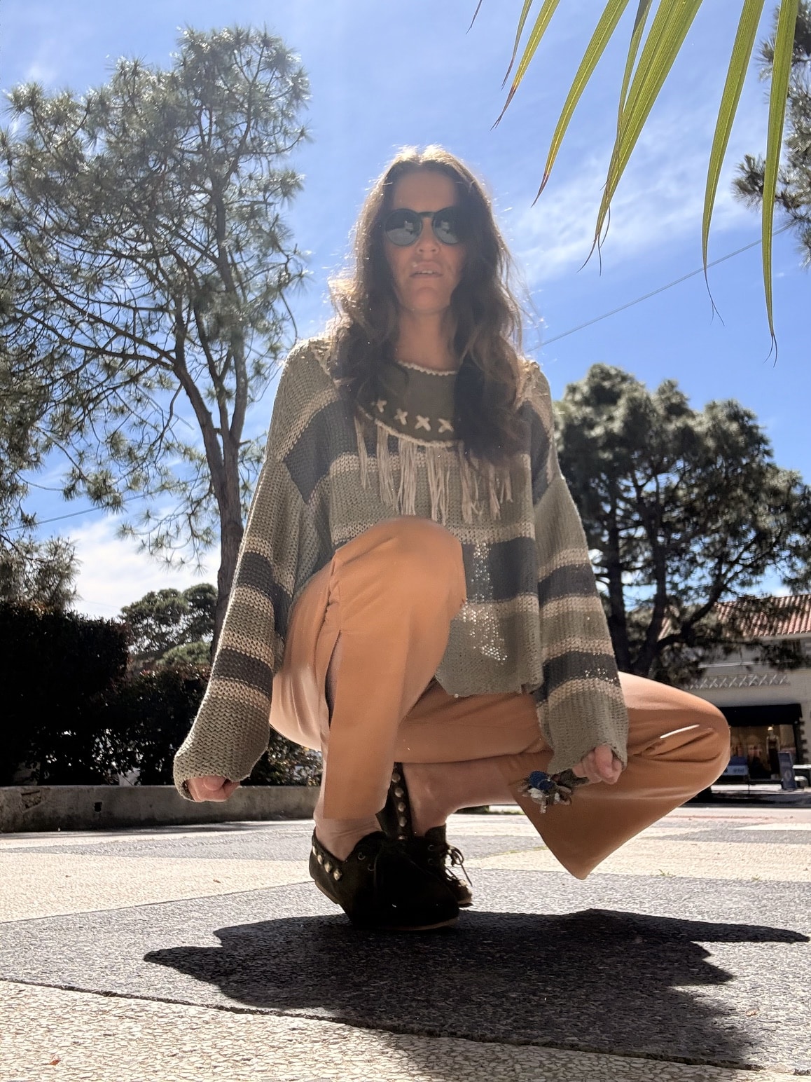 Leather yarn Sweater