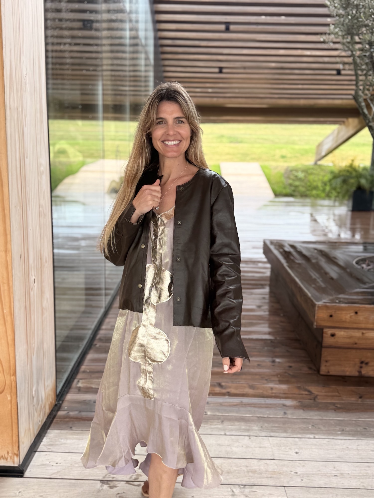 Campera de cuero Short slouchy leather jacket