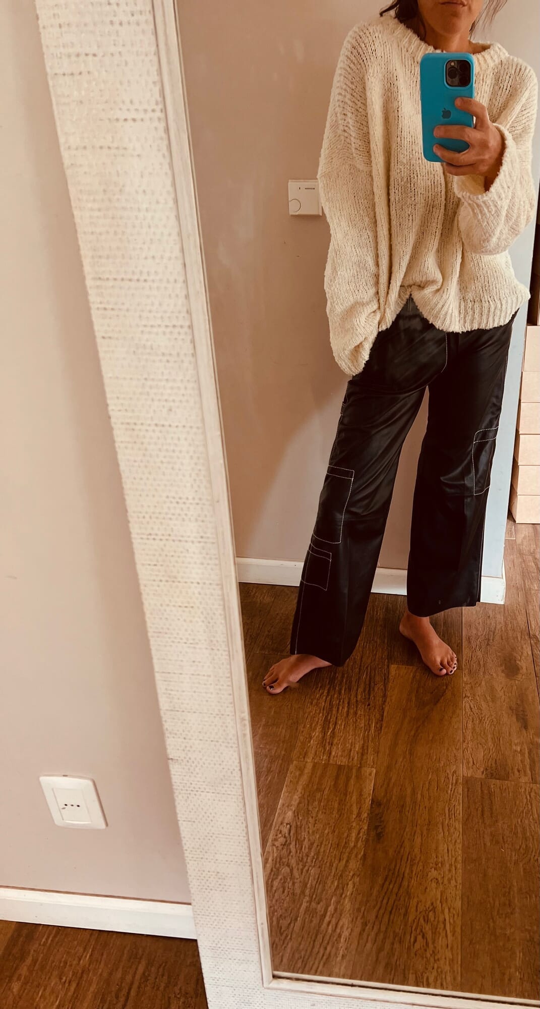 Leather CARGO  Pant - BLACK