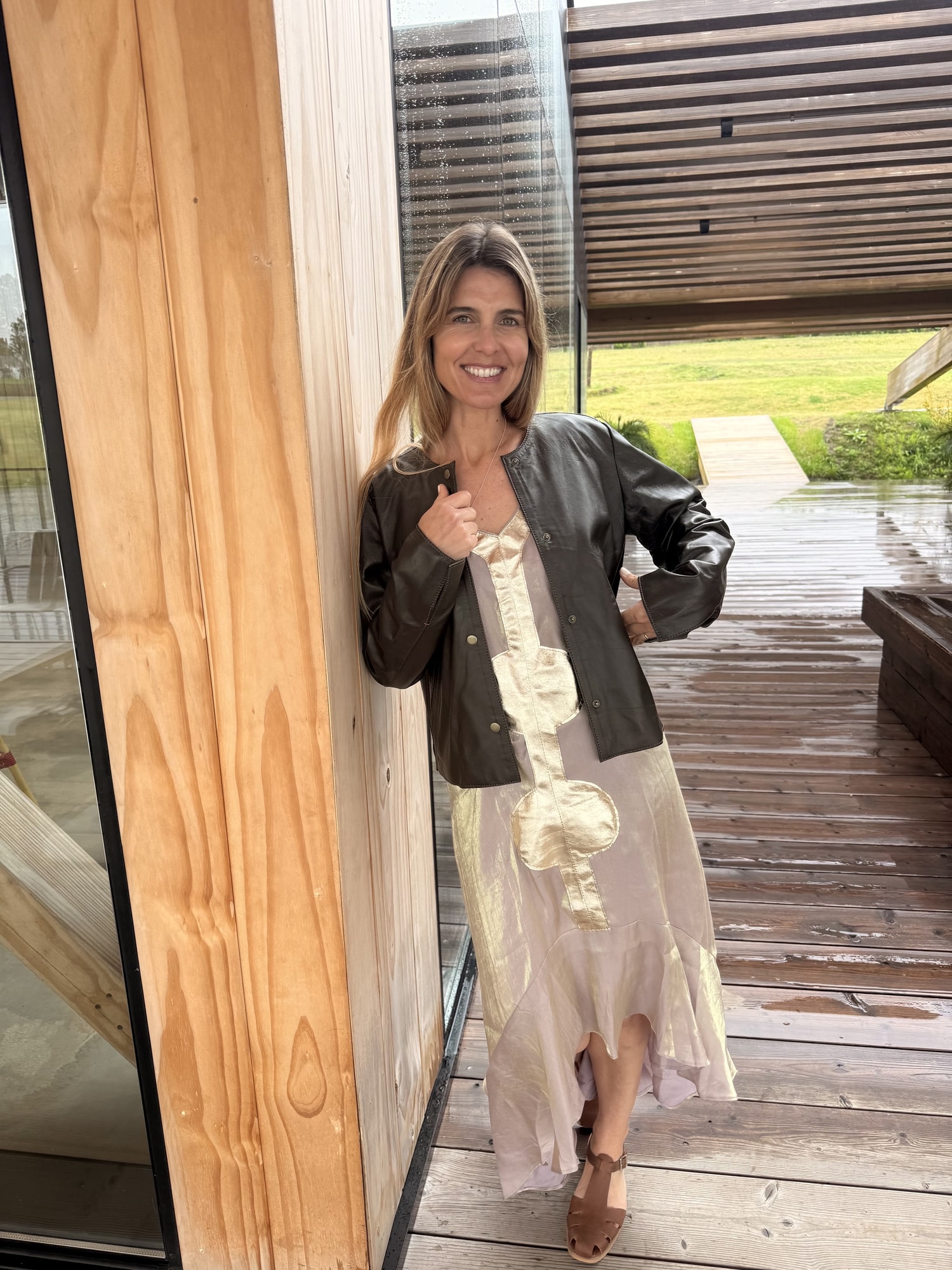 Campera de cuero Short slouchy leather jacket