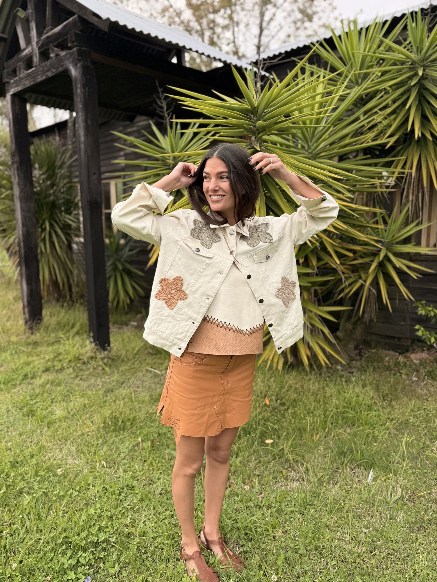 Campera Jean & crochet Vegan.
