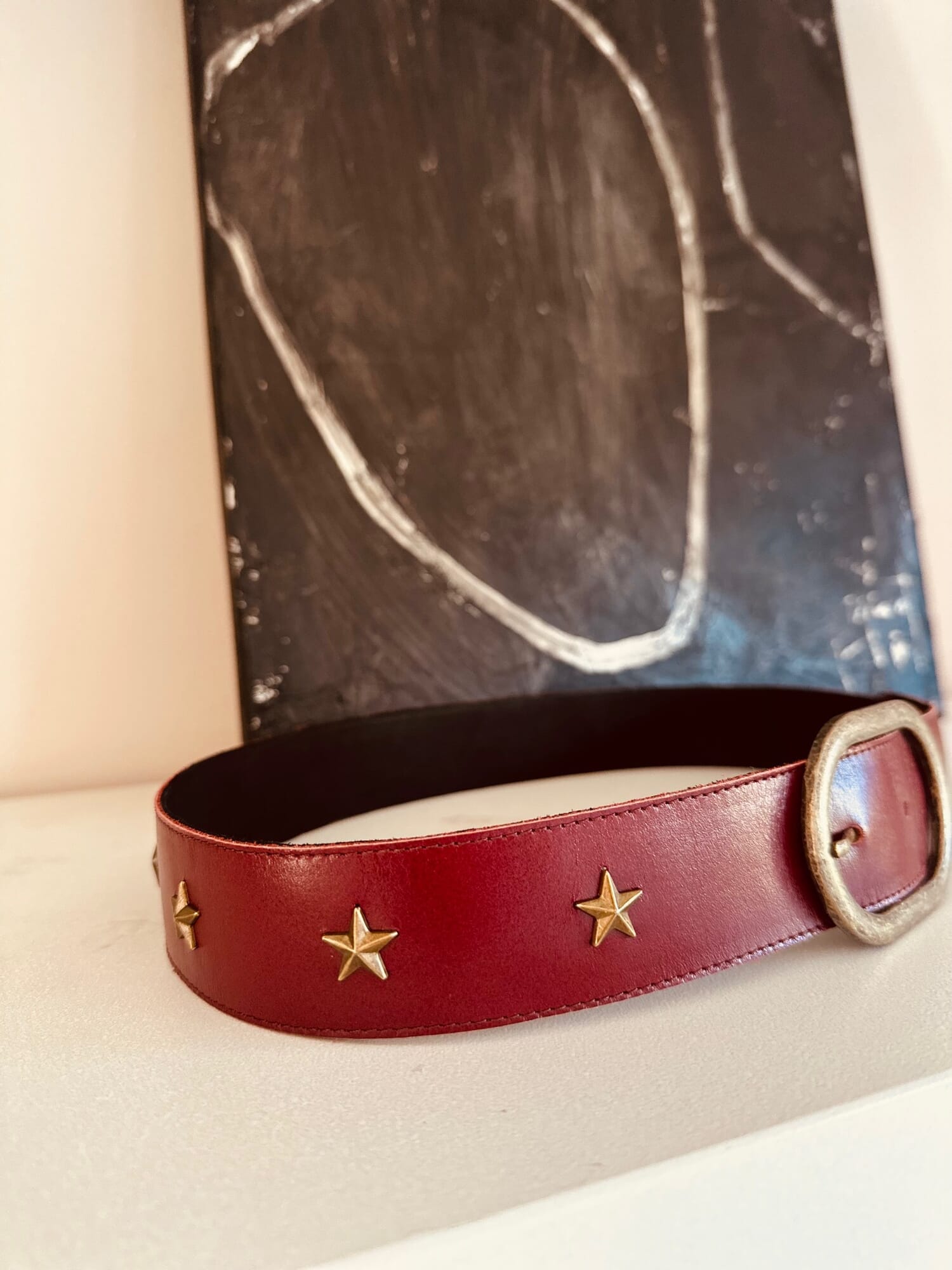 Cinturón cuero Burgundy  Estrellas