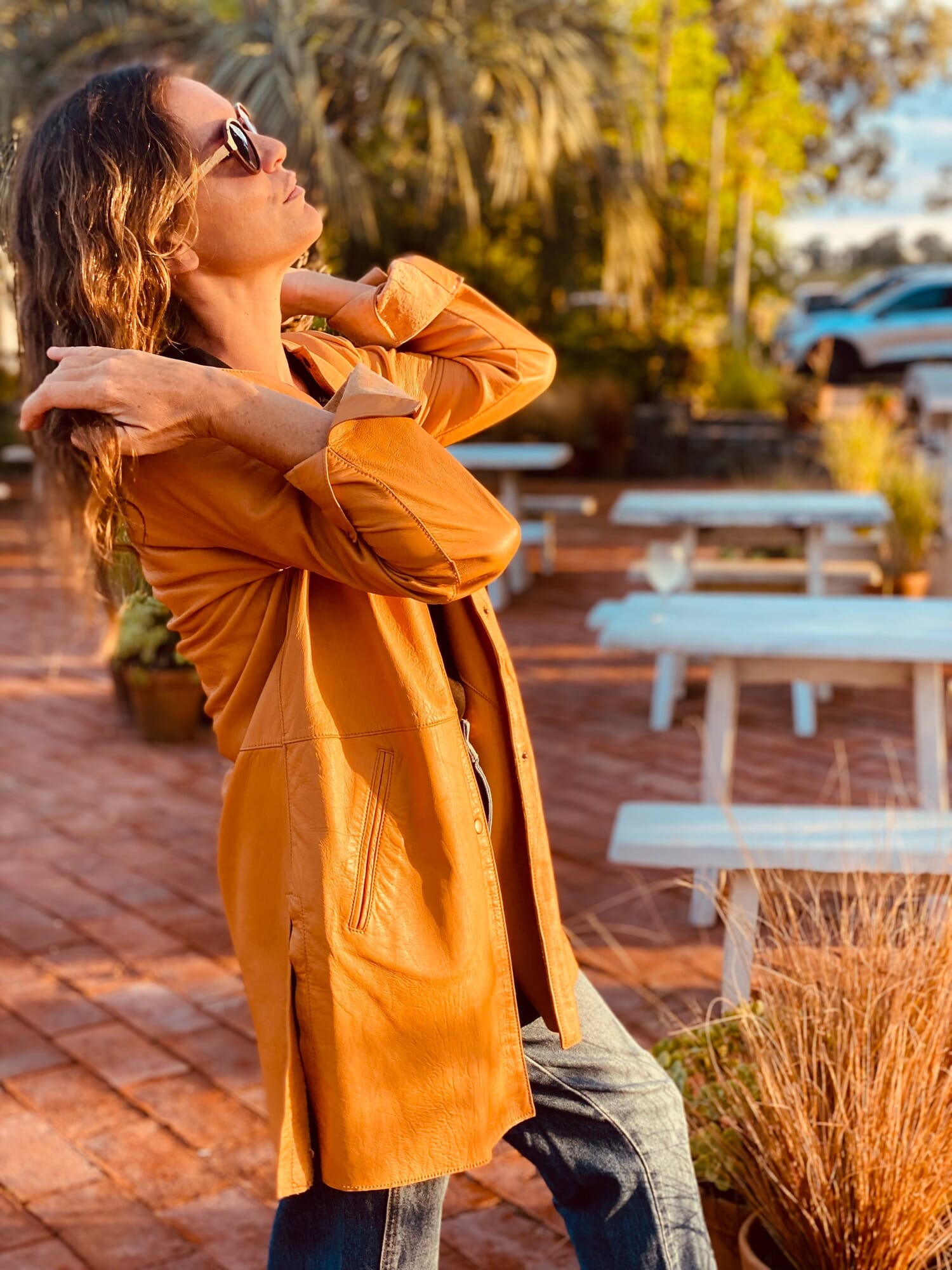 Slouchy leather jacket - Camel