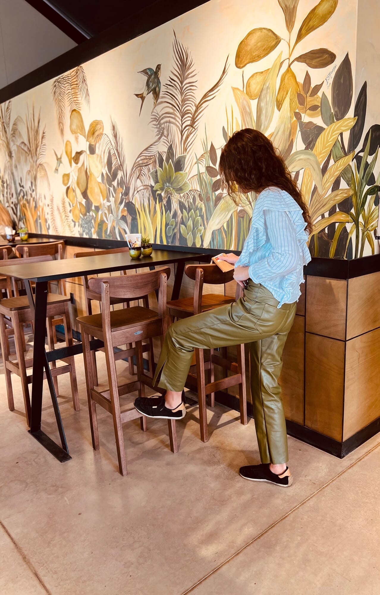 Slouchy Leather Pant - Oliva