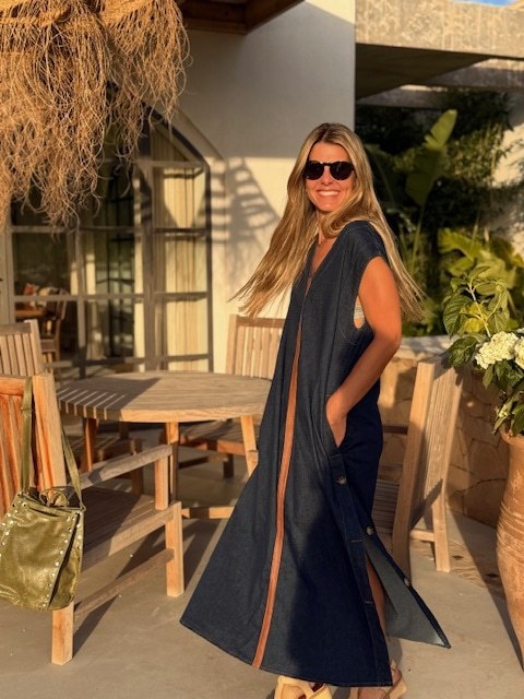 Vestido denim & leather