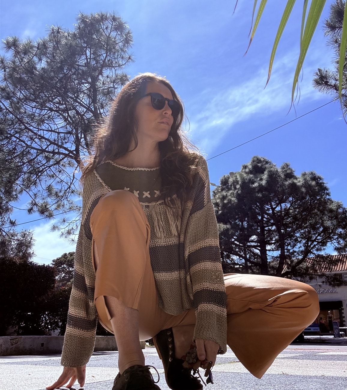 Leather yarn Sweater