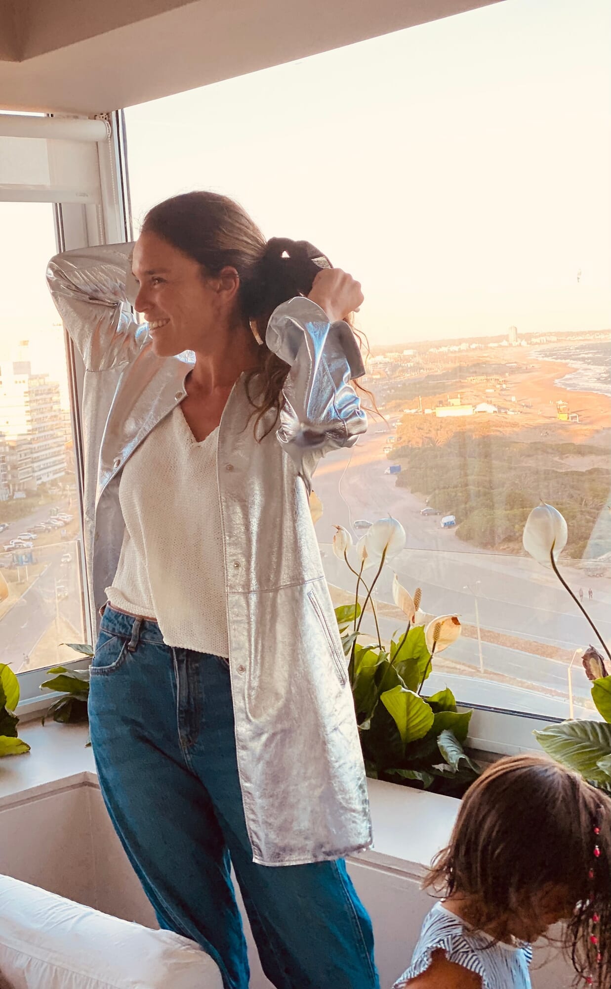 Slouchy Leather Jacket - Silver