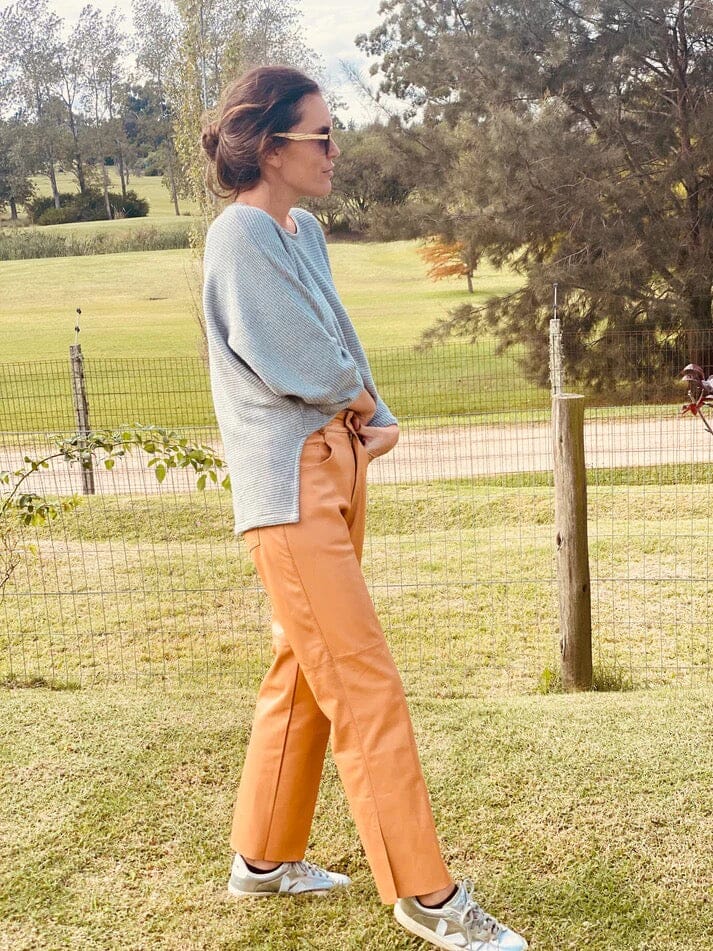 Slouchy Leather Pant - Camel