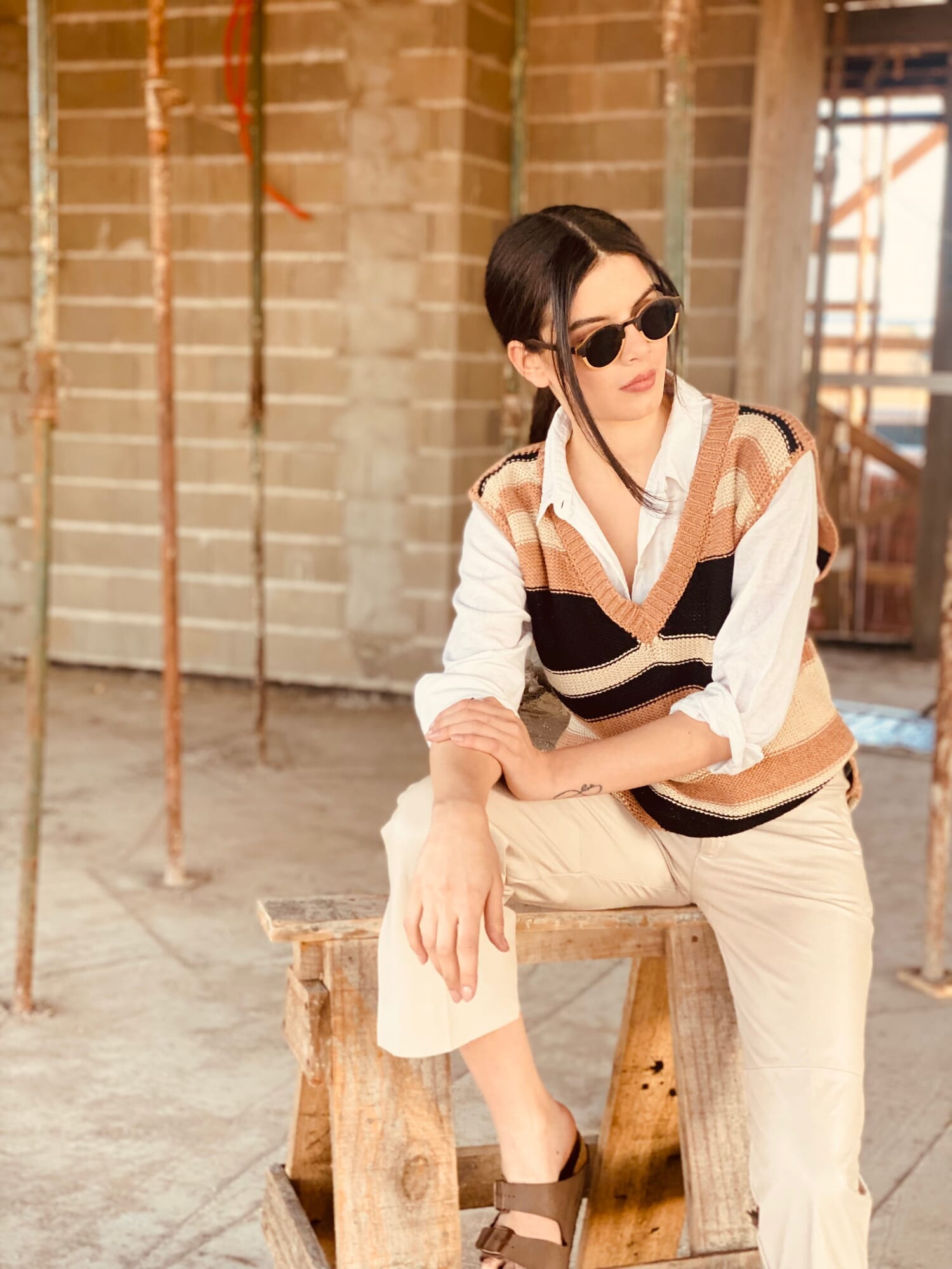 Slouchy Leather Pant - Nude