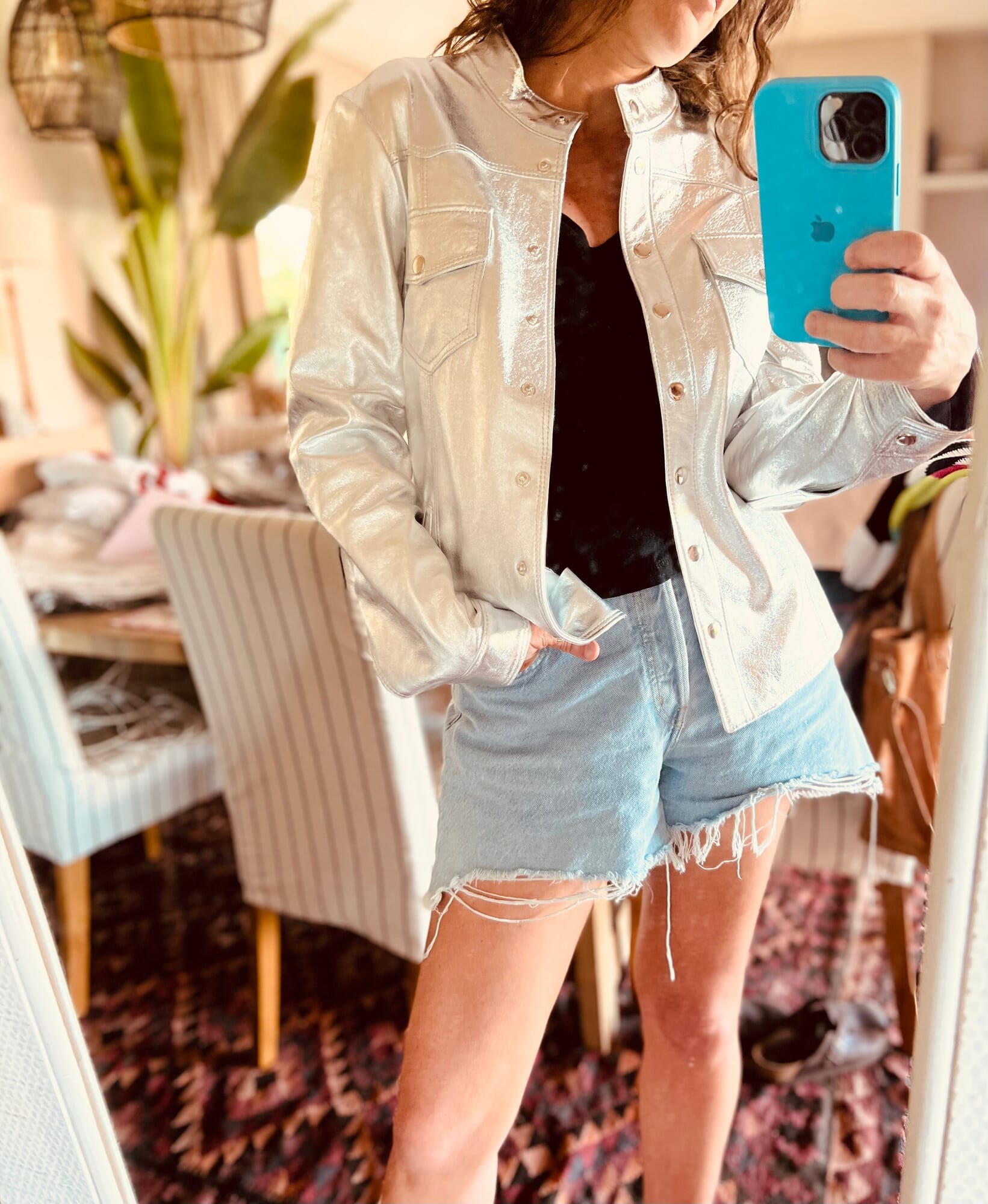 Leather MOTO JACKET - Silver