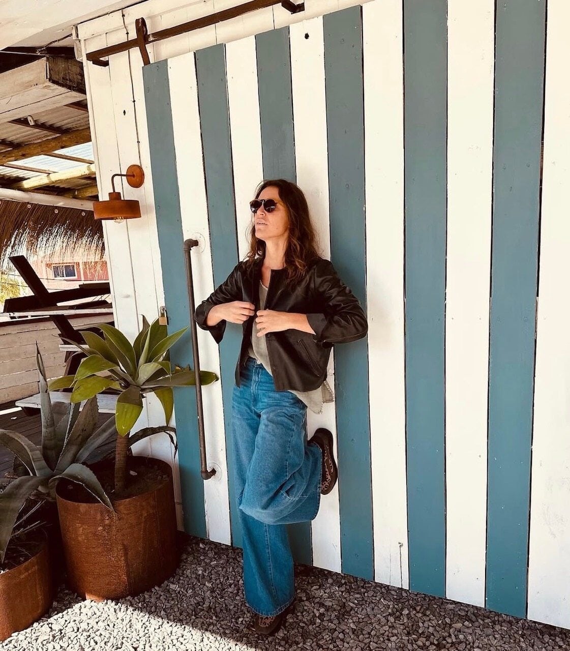 Campera de cuero Short slouchy leather jacket