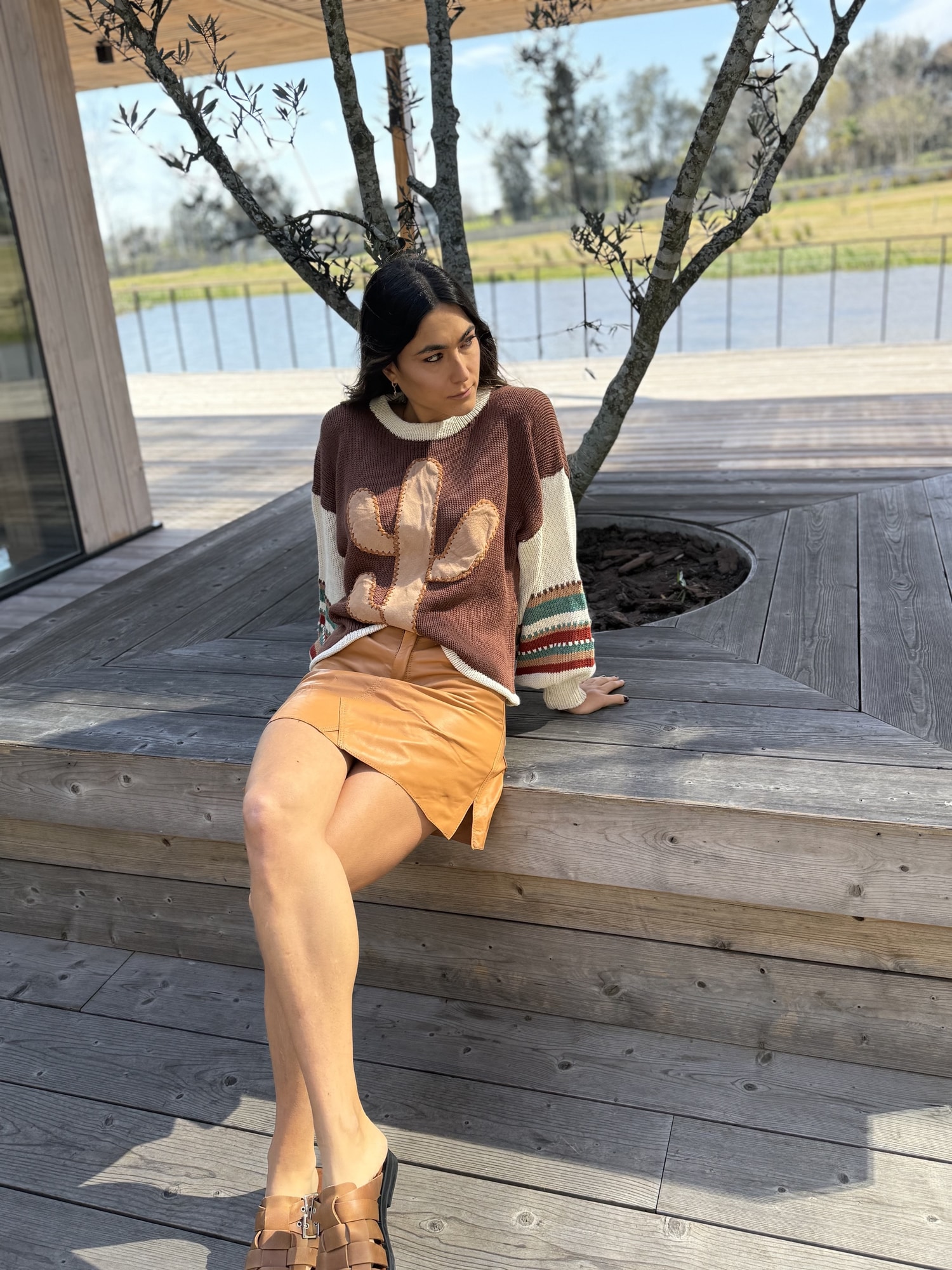Cactus leather sweater