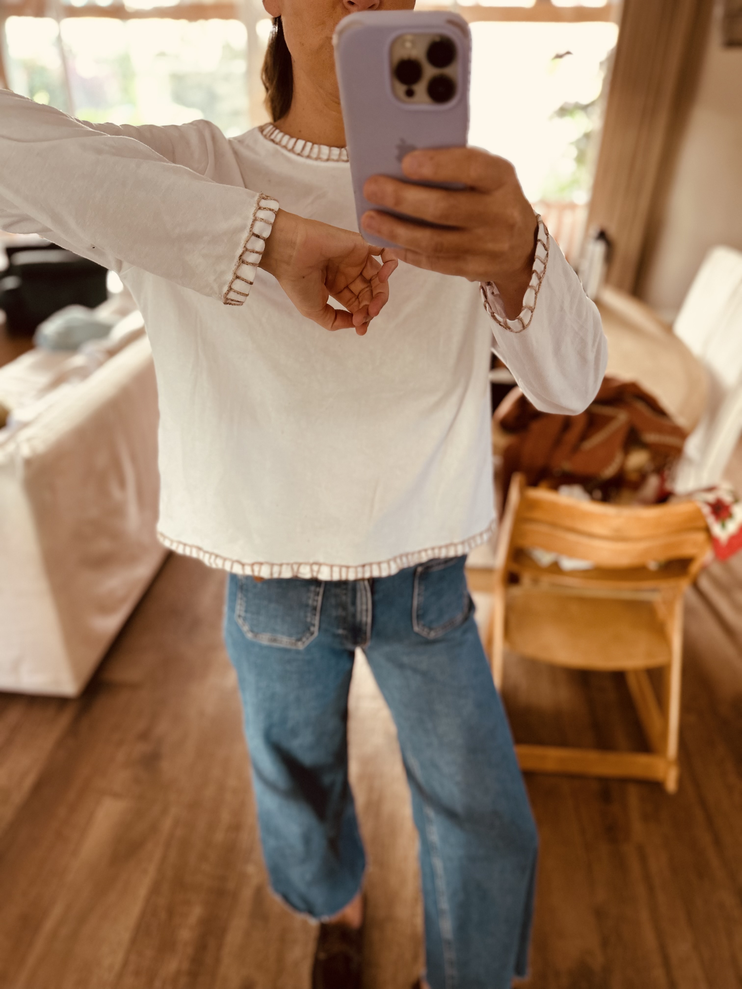 Remera algodón Bordada