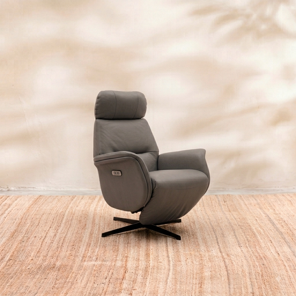 Sillón Reclinable Cuero Flora Gris